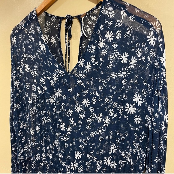 Free People WallFlower Blue Floral
Tiered Ruffle Sheer Midi Dress - Picture 3 of 5